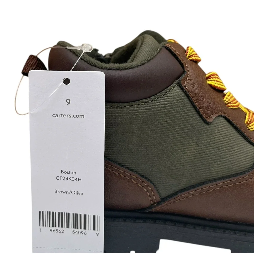 Carter's Toddler Boys Boston Fashion Ankle Boot Size 9 Brown-Olive Slip-on Style